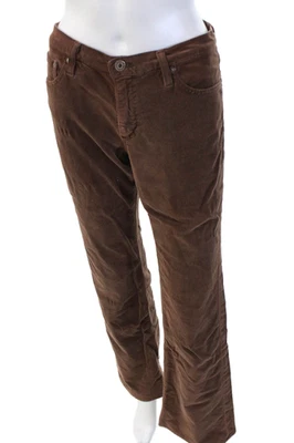 Pantalones de mujer AG con cierre de botones de cinco bolsillos acampanados marrón talla 29 Foto 1 de 4