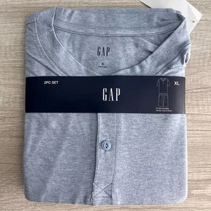 GAP Hombre 2 Piezas Conjunto de pijama/salón camisa y pantalones cortos jaspeados Henley talla XL - Imagen 1 de 5