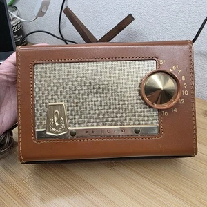 1956 Philco F675-124 Sportster Röhrenradio AM Radio Ledertasche Rindsleder Top Grade - Bild 1 von 19
