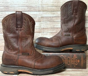 Ariat Herren 8 D Braun WorkHog Zum Überziehen Arbeitsstiefel Runde Spitze Cowboy Arbeit Bauernhof - Bild 1 von 9