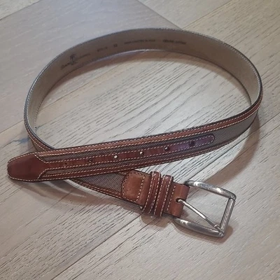 Tommy Bahama Belt Men's sz 32 Brown Leather/Woven Fabric Nickle Hardware - Image 1 of 4