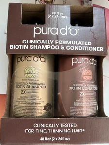 PURA D'OR  Clinically Formulated Biotin Set 2X Concentrated Anti Thinning 24ozEa - Picture 1 of 9