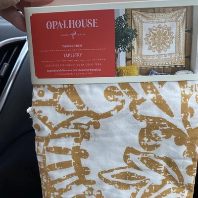 Opalhouse Tassel Trim Tapestry Gold Mustard And Cream Target  60 X 60 New - Image 1 of 4