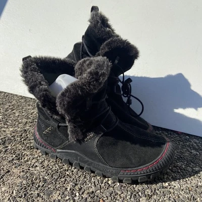 Botas de invierno Earth Kalso para mujer talla 7,5 de cuero negro imitación piel atar Foto 1 de 4