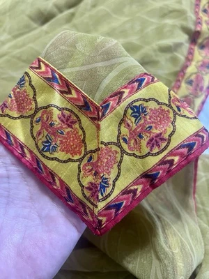  Estampado de seda de 7 yardas, textil indio -leer- Foto 1 de 4