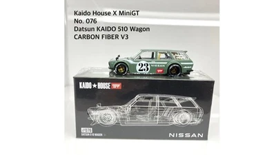 Kaido House x MINI GT #076 1:64 Datsun KAIDO 510 Vagón FIBRA DE CARBONO V3 Juguetes Foto 1 de 4