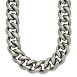 Titanium Polished 14.50mm Curb Chain Necklace 24" Men 135.96g Gift for Mother - Picture 1 of 4