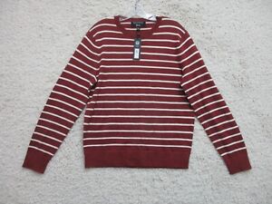NEW Banana Republic Sweater Medium Red Striped Baruffa 100% Merino Wool Mens M