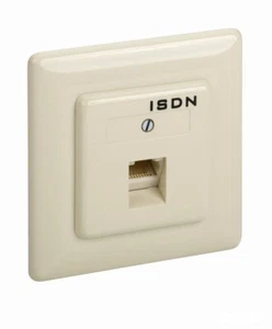 ISDN in wall outlet 1x RJ45 8/4-8/8 socket Gold plated Beige THOMSON - Zdjęcie 1 z 3