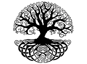 Calcomanías de vidrio fundido negro de 2 pulgadas con nudo celta Tree of Life 4 piezas - Imagen 1 de 1