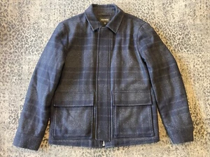 Bonobos Herren M Bomberjacke Wollmischung blau kariert Emmetex feiner italienischer Stoff - Bild 1 von 24