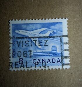 Canada 1964 8c Blue Airliner & Ottawa Airport SG 540a Used