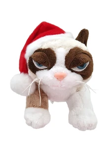 Ganz Grumpy Cat Christmas Plush Laying Toy 9" Santa Hat Red White Brown 23cm - Picture 1 of 9