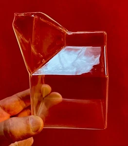 Mid-Century Modern Blown Clear Glass Creamer Copying Cardboard Milk Carton - Picture 1 of 13