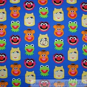 BonEful Fabric FQ Cotton Quilt Blue Red White MUPPET Movie Comic Jim Henson USA - Picture 1 of 10