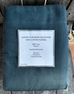 Luxury European Collection NAVY BLUE Cotton Flannel Sheet Set - King Size Set - Picture 1 of 4