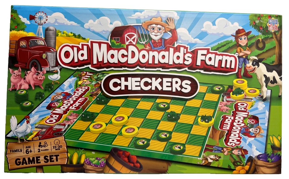 Masterpieces Old MacDonald's Farm Checkers Board Game