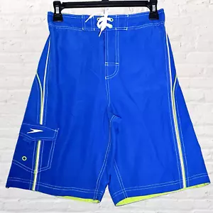 Retro Speedo Swim Trunks Board Shorts Size Boys XL Blue Green Lined Colorful NWT - Picture 1 of 10