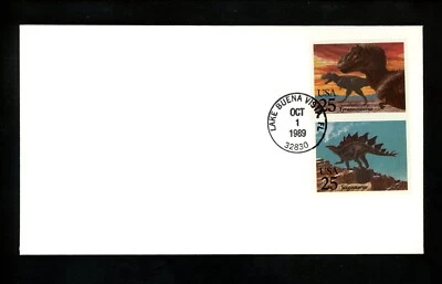 US FDC #2422-2425 NONE USPS Bulls Eye 1989 FL Prehistoric Dinosaurs HC Set of 2 - Image 1 of 4