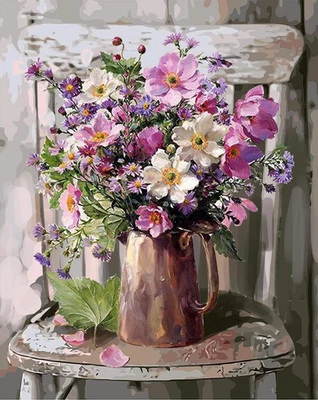 Emptyz DIY Oil Painting, Paint by Number Kit on Canvas, Flowers, 16 X 20 Inch... - image 1 of 4