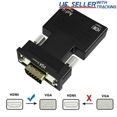 HDMI TO VGA HDMI Female to VGA Male Converter adapter w/ Audio Support 1080P - Image 1 of 4