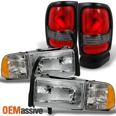 Combo de repuesto de faros delanteros para Dodge Ram + luces traseras rojas transparentes Foto 1 de 4