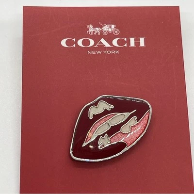 Coach Enamel Decorative Pin - Red Lips 1.2" Kisses - Image 1 of 3
