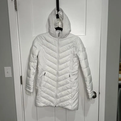 SPYDER GIRL'S LARGE 12/14 WHITE BOUNDLESS HOODED LONG PUFFER PARKA COAT SKIING - Image 1 of 4