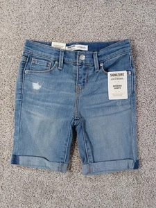 Levis Signature 6x Girls Shorts Denim Bermuda Cuffed Cotton Blend NWOT - Picture 1 of 15