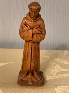 ?ANRI? Italien Heiliger Franz von Assisi mit Stigmata handgeschnitzte Holzstatue 5 Zoll - Bild 1 von 7