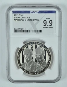 2013-P 5 Star Generals Commemorative Silver Dollar Proof 9.9 UCAM NGCX *5722 - Picture 1 of 5