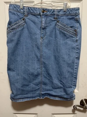 Falda lápiz vaquera H&M para dama talla 14 abertura en la espalda elástica Foto 1 de 2