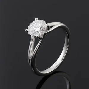 3Ct Round Cut Lab Created Solitaire Engagement Ring 14K White Gold Plated - Picture 1 of 7