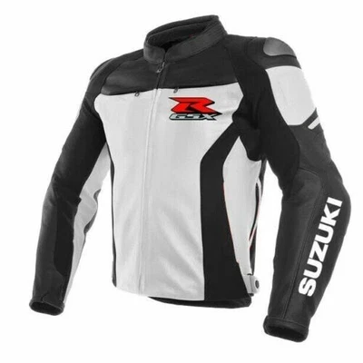 Chaqueta de carreras de motocicletas Suzuki GSX-R cuero de vaca moto chaqueta de montar Foto 1 de 4