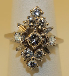 VINTAGE DAMEN DIAMANT CLUSTER RING 1,69 KARAT 14KT WEISSGOLD WUNDERSCHÖN - Bild 1 von 3