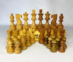 Soviet mini chess set - wooden USSR chess - vintage chess 1970 full set - Picture 1 of 10