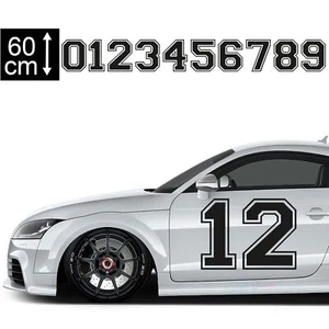Startnummer Auto Aufkleber Seitenaufkleber WUNSCHNUMMER -  Schriftart 4 - Picture 1 of 134