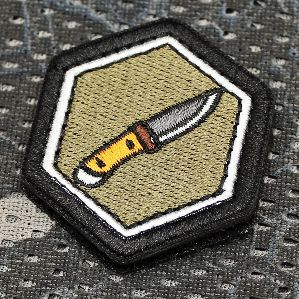 Hexpatch Aufnäher Patch knife Taschenmesser Klett Rule #9 Everyday Carry EDC