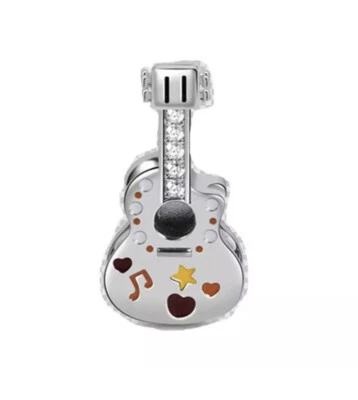 Berloque de guitarra, S295 estampado prata, berloque para pulseira, berloque de música, joia de música - Imagem 1 de 4