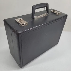 Vintage Black Leather Wrapped Salesman Brief Case w/ Sample Dividers / Holders - Picture 1 of 24