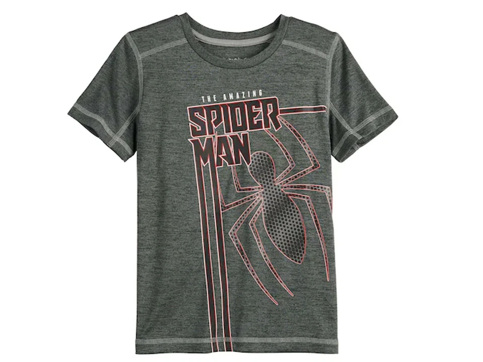 Marvel The Amazing Spider-Man Boy's Charcoal Activewear Crew Neck T-Shirt NEW - Image 1 of 1