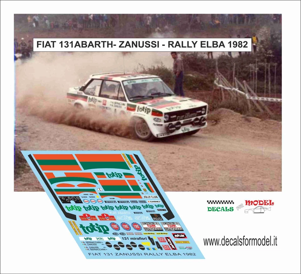DECALS 1:43 FIAT 131 ABARTH TOTIP ZANUSSI RALLY ELBA 1982 - Immagine 1 di 1
