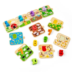 Bigjigs Toys Rompecabezas de Azulejos de Madera 1-10, Rompecabezas de Números para Niños, Juego de Matemáticas - Imagen 1 de 4