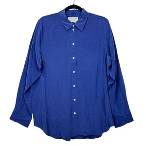 Camisa Everlane The Relaxed Silk Abotonada Manga Larga Azul Para Mujer 14 Nueva Con Etiquetas - Imagen 1 de 8