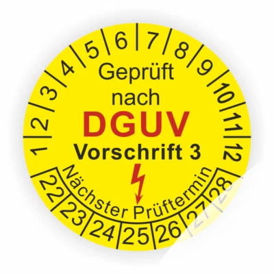 PRINTENGEL © Prüfplaketten DGUV V3, DIN VDE Termin Prüfung Elektro Betriebsmittel Ø:20-50mm