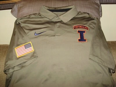 Illinois Illini NIKE Dri-Fit Military Appreciation Polo Golf Shirt Men's XL - Image 1 of 4