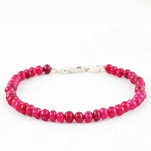 60.50 Cts Earth Mined Amazing ENHANCED Ruby Round Shape Beads Hand Made Bracelet - Picture 1 of 2