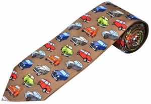 THE TIE STUDIO - Variety  Colorful Morris Cars on Beings Men's Silk Novelty Tie - Picture 1 of 3
