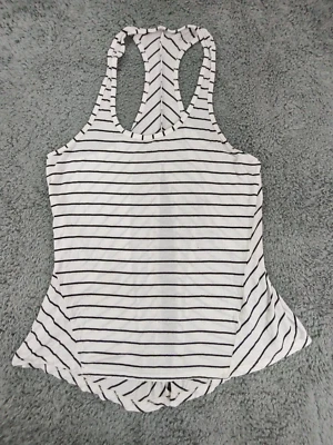 Camiseta sin mangas Beyond Yoga a rayas musculares para mujer M blanca sin mangas espalda abierta Foto 1 de 4