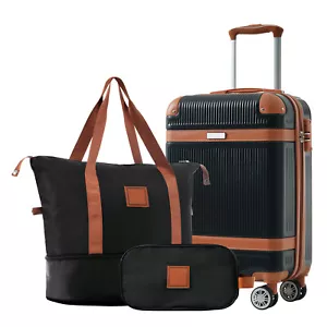 Hardshell Luggage Sets 3 Piece Carry-on Suitcase Double Spinner Wheels with TSA - Picture 1 of 9
